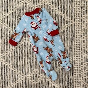 Posh Peanut Blue Santa and Reindeer Footie